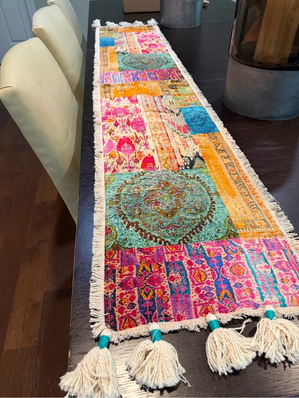Cost Plus World Market Multicolor Boho Patchwork Table Runner